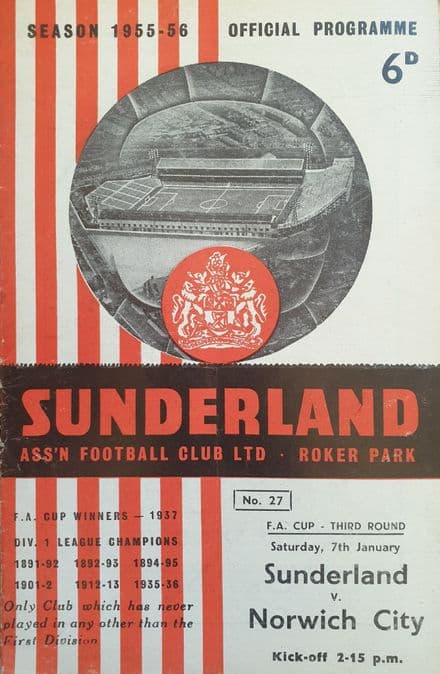Sunderland v Norwich, FA Cup (1956, Jan 7th)