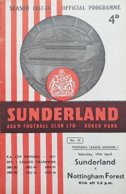 Sunderland v Nottingham Forest, Div 1 (1958, Apr 19th)
