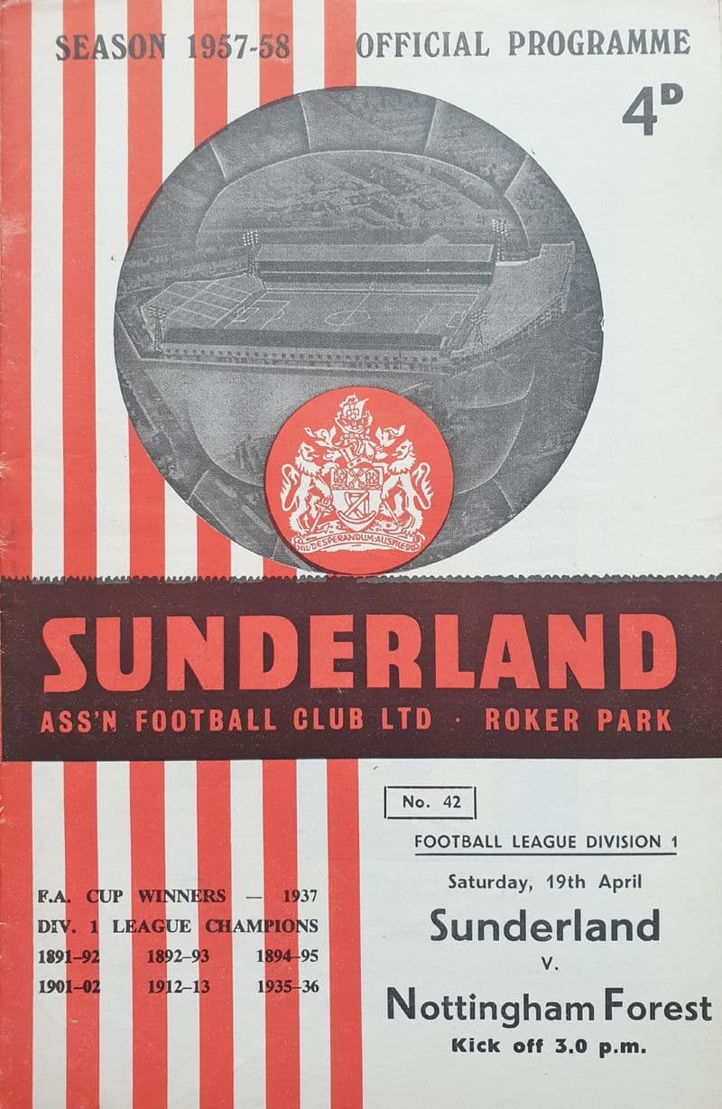 Sunderland v Nottingham Forest, Div 1 (1958, Apr 19th)