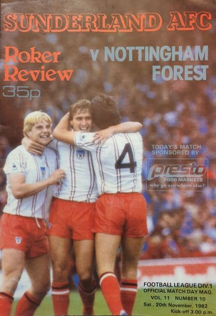 Sunderland v Nottingham Forest, Div 1 (1982, Nov 20th)