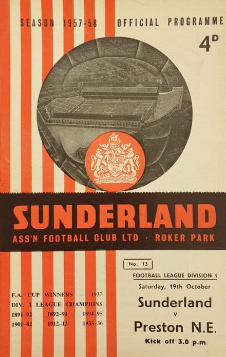 Sunderland v Preston, Div 1 (1957, Oct 19th)