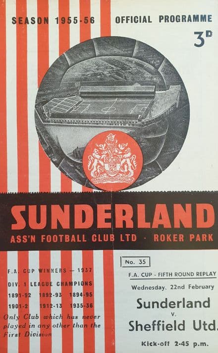 Sunderland v Sheffield Utd, FA Cup Replay (1956, Feb 22nd)