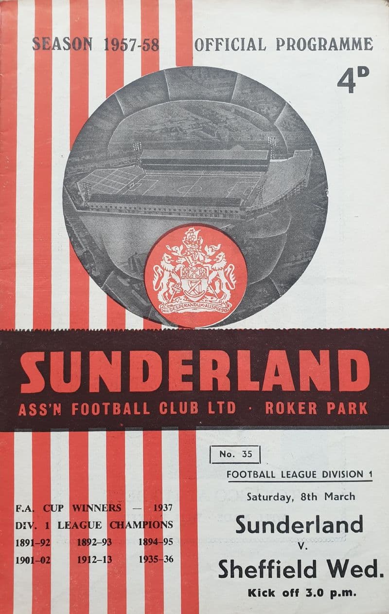 Sunderland v Sheffield Wed, Div 1 (1958, Mar 8th)