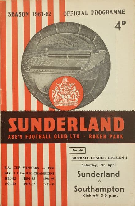 Sunderland v Southampton, Div 2 (1962, Apr 7th)