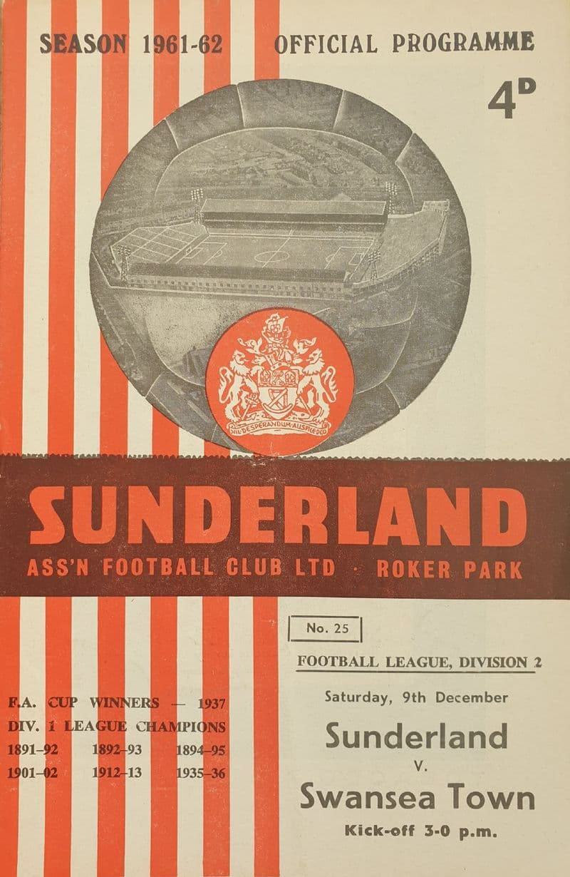 Sunderland v Swansea, Div 2 (1961, Dec  9th)
