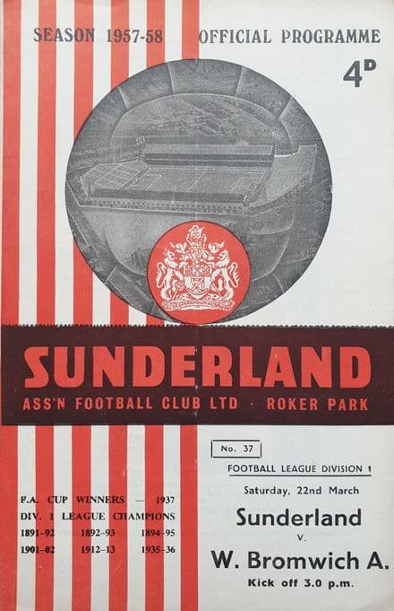 Sunderland v WBA, Div 1 (1958, Mar 22nd)