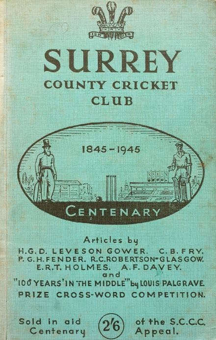 Surrey CCC Centenary Booklet (1845-1945) Good Copy