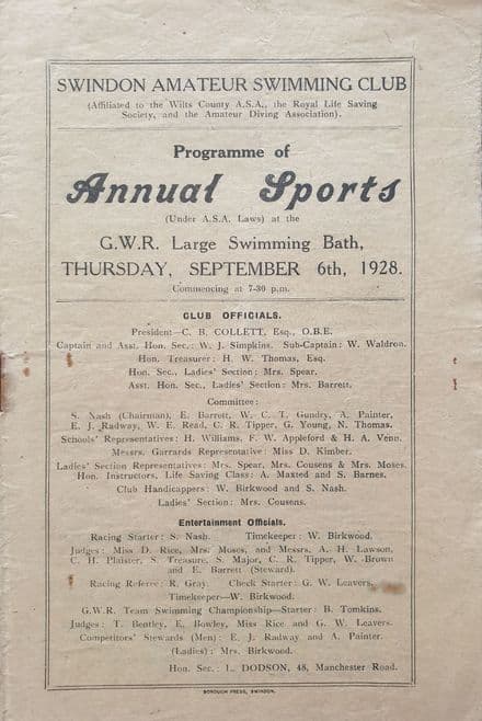 Swindon Amateur Swimming Club (1928, Sep 6th)