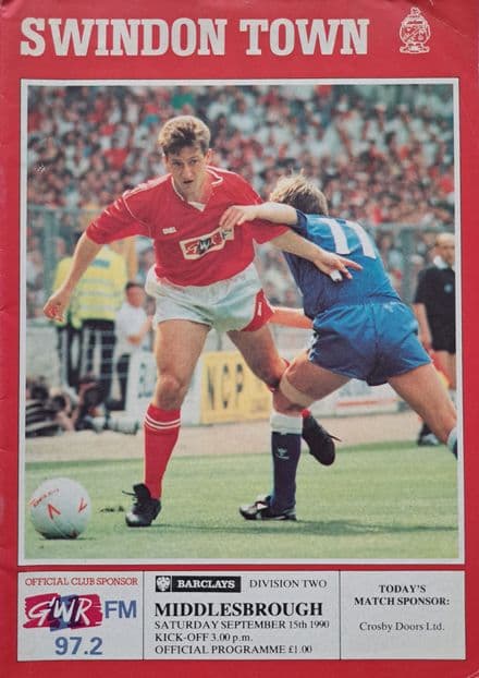 Swindon v Middlesbrough, Div 2 (1990, Sep 15th)