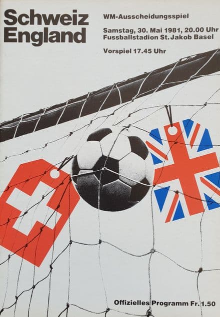 Switzerland v England, WC Qualifier (1981, May 30th)