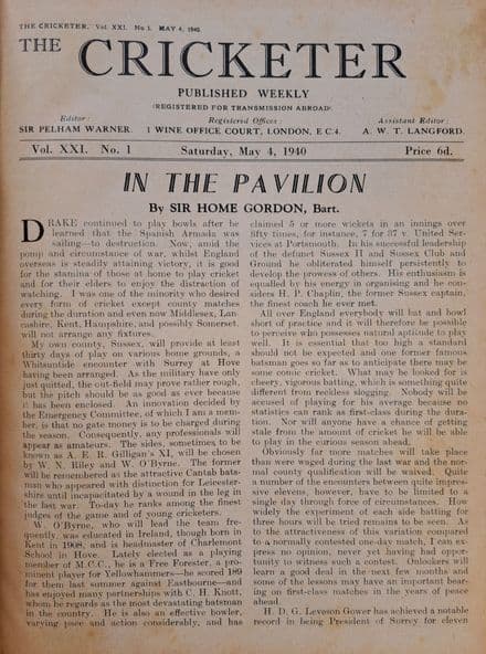 The Cricketer (1940, May 4th to Sep 7th)