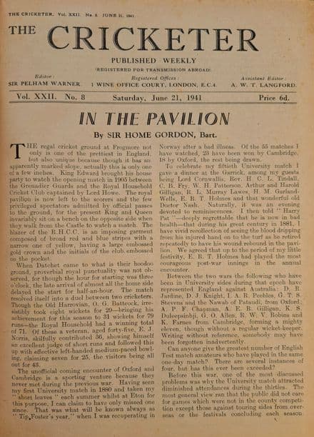 The Cricketer (1941, Jun 21st to Sep 6th)