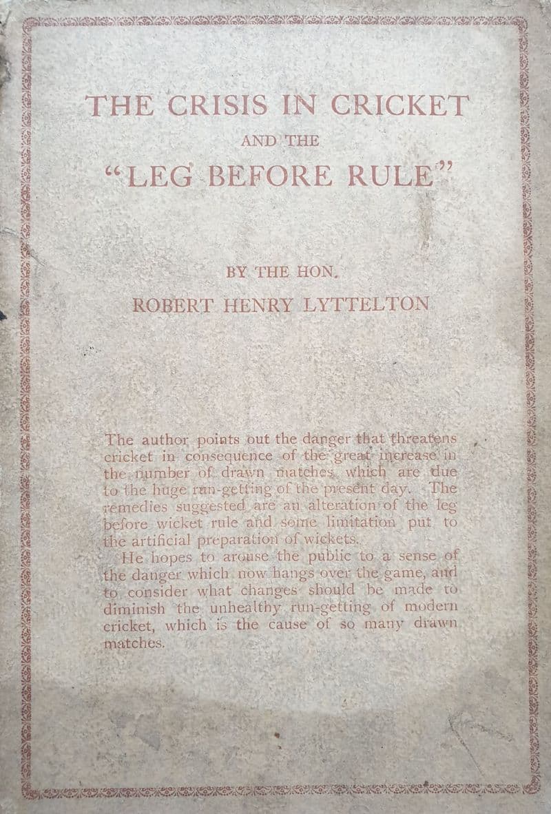 The Crisis in Cricket by RH Lyttelton (1928)