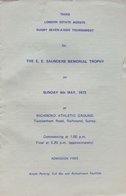 The EE Saunders Memorial Trophy (1973, May 6th)