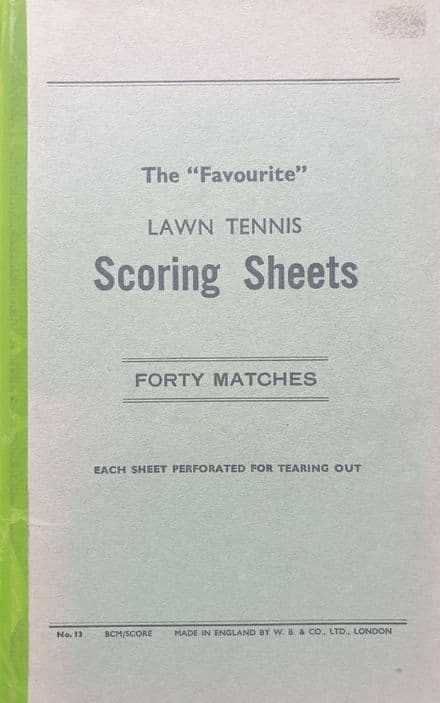 The "Favourite" Lawn Tennis Scoring Sheets