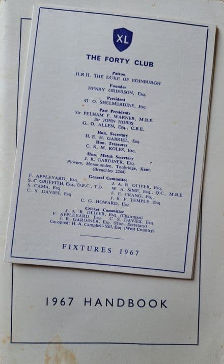 The Forty Club Handbook 1967