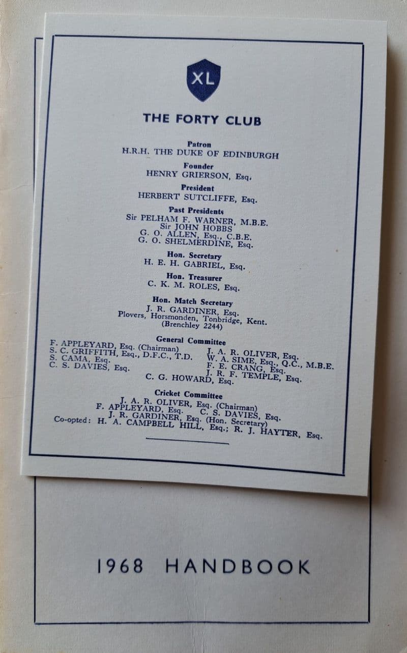 The Forty Club Handbook 1968
