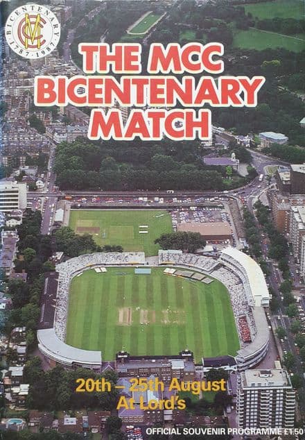 The MCC Bicentenary Match (1987, Aug 20th-25th)