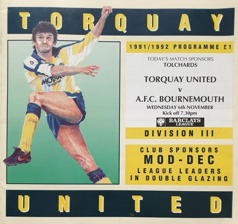 Torquay Utd v Bournemouth, Div 3 (1991, Nov 6th)