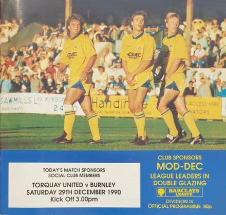 Torquay Utd v Burnley, Div 4 (1990, Dec 29th)