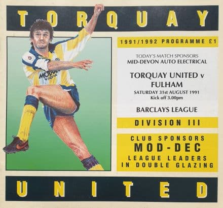 Torquay Utd v Fulham, Div 3 (1991, Aug 31st)