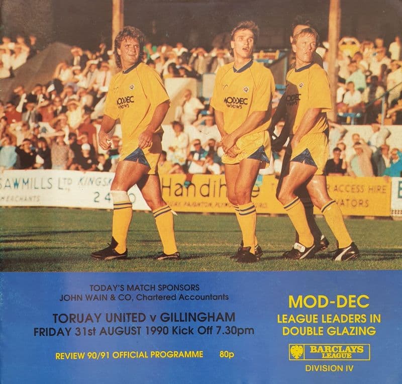 Torquay Utd v Gillingham, Div 4 (1990, Aug 31st)