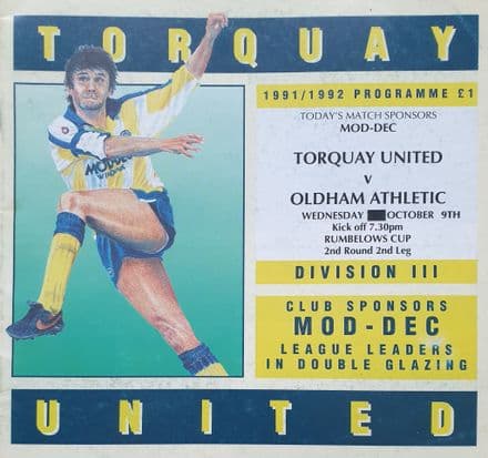 Torquay Utd v Oldham, Rumbelows Cup (1991, Oct 9th)