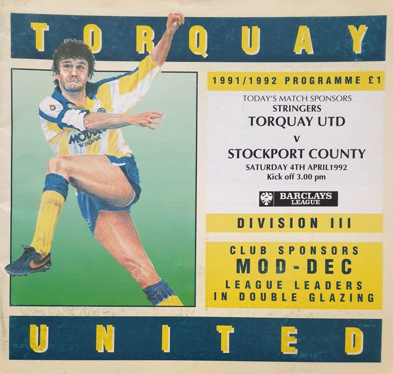 Torquay Utd v Stockport, Div 3 (1992, Apr 4th)