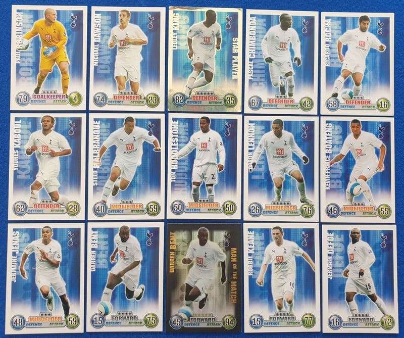 Tottenham Hotspur, Match Attax Cards x 15 (2007-08)