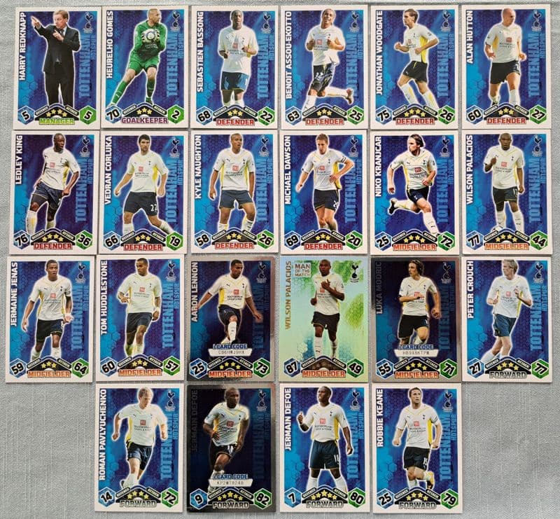 Tottenham Hotspur, Match Attax Cards x 22 (2009-10)