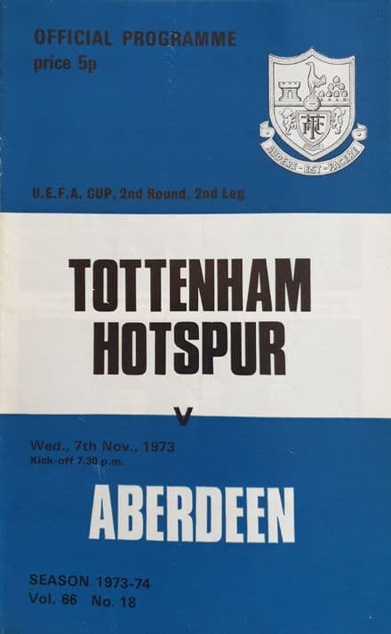 Tottenham Hotspur v Aberdeen, UEFA Cup (1973, Nov 7th)