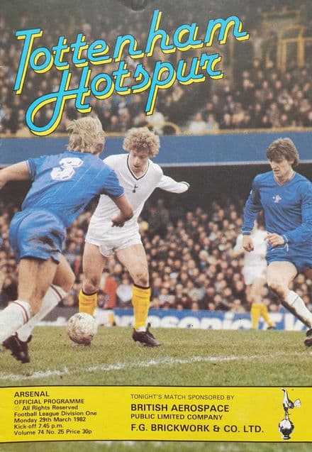 Tottenham Hotspur v Arsenal, Div 1 (1982, Mar 29th)