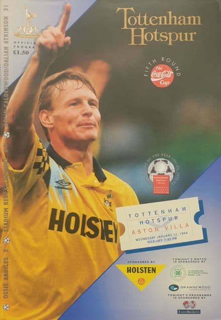 Tottenham Hotspur v Aston Villa, Coca Cola Cup (1994, Jan 12th)