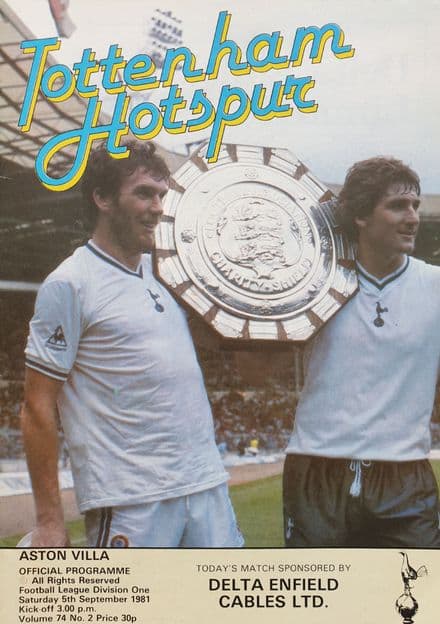 Tottenham Hotspur v Aston Villa, Div 1 (1981, Sep 5th)