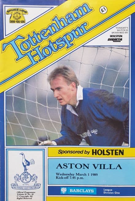 Tottenham Hotspur v Aston Villa, Div 1 (1989, Mar 1st)