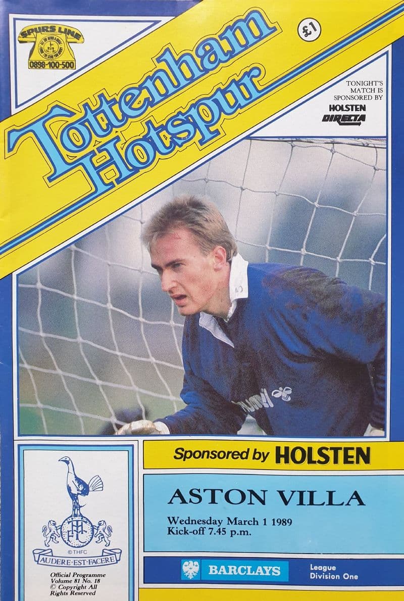 Tottenham Hotspur v Aston Villa, Div 1 (1989, Mar 1st)