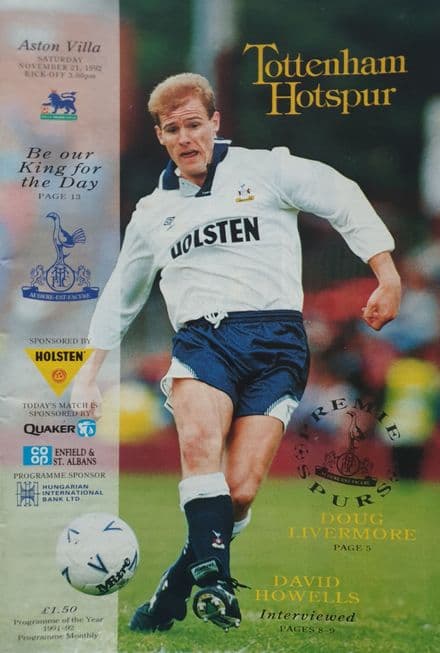 Tottenham Hotspur v Aston Villa, Prem (1992, Nov 21st)