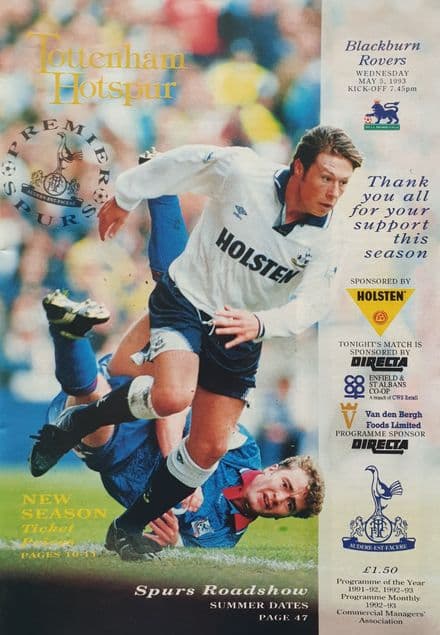 Tottenham Hotspur v Blackburn Rovers, Prem (1993, May 5th)