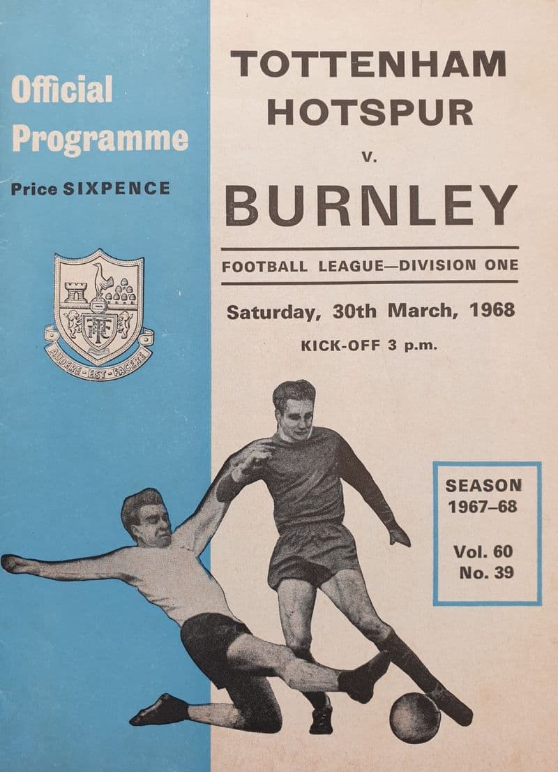 Tottenham Hotspur v Burnley, Div 1 (1968, Mar 30th)