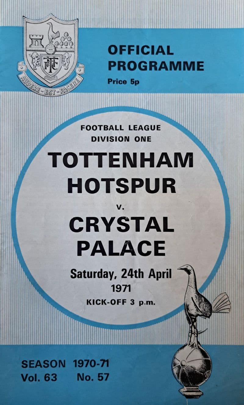 Tottenham Hotspur v Crystal Palace Division 1 (1971, Apr 24th)