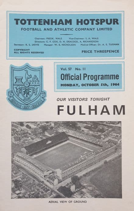Tottenham Hotspur v Fulham, Div 1 (1964, Oct 5th)