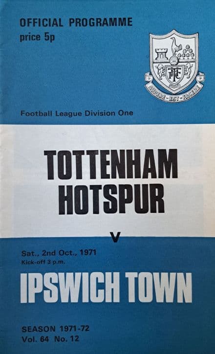 Tottenham Hotspur v Ipswich, Div 1 (1971, Oct 2nd)