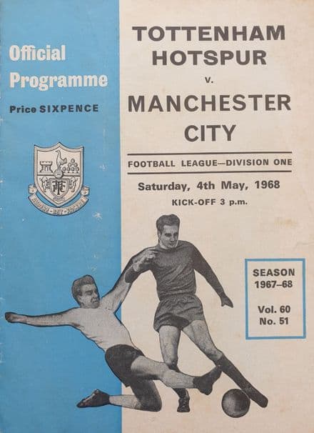 Tottenham Hotspur v Man City, Div 1 (1968, May 4th)