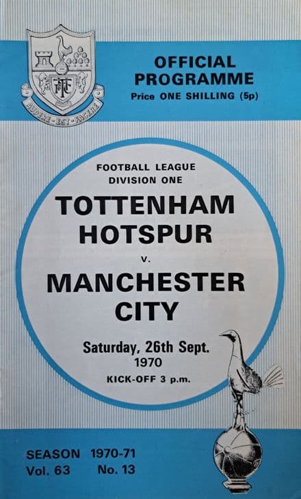 Tottenham Hotspur v Man City, Div 1 (1970, Sep 26th)