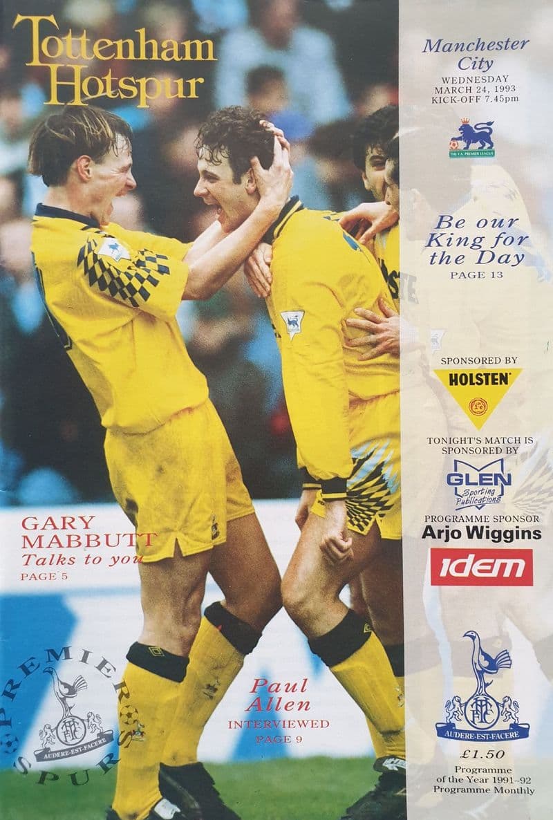 Tottenham Hotspur v Man City, Prem (1993, Mar 24th)