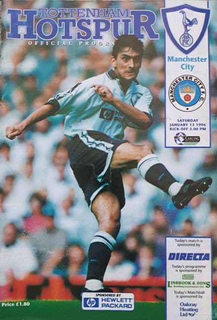 Tottenham Hotspur v Man City, Prem (1996, Jan 13th)