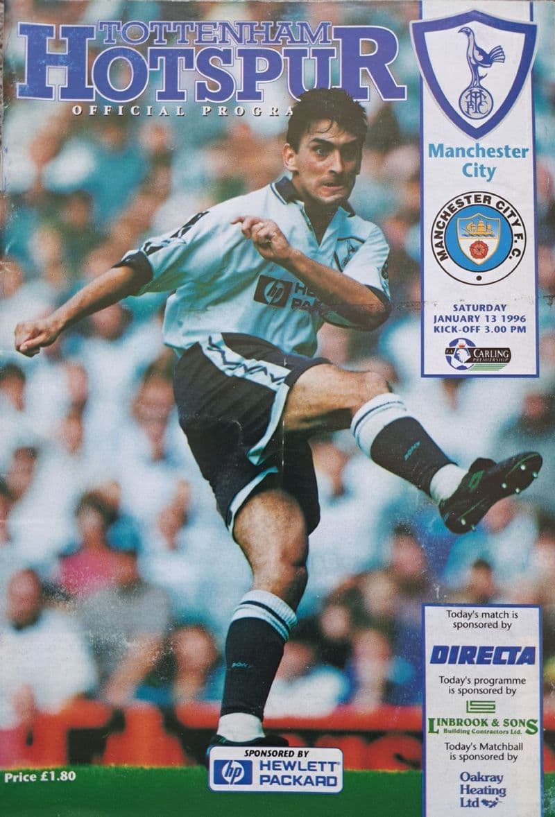 Tottenham Hotspur v Man City, Prem (1996, Jan 13th)