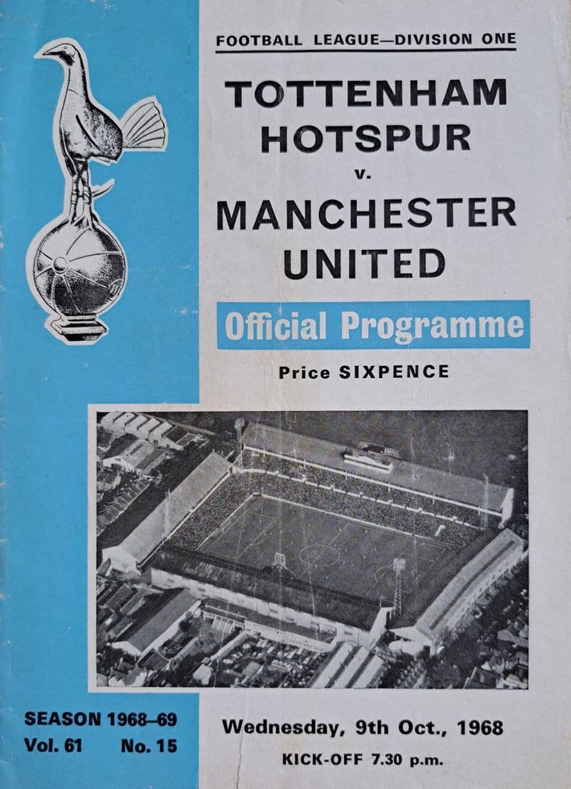 Tottenham Hotspur v Man Utd, Div 1 (1968, Oct 9th)
