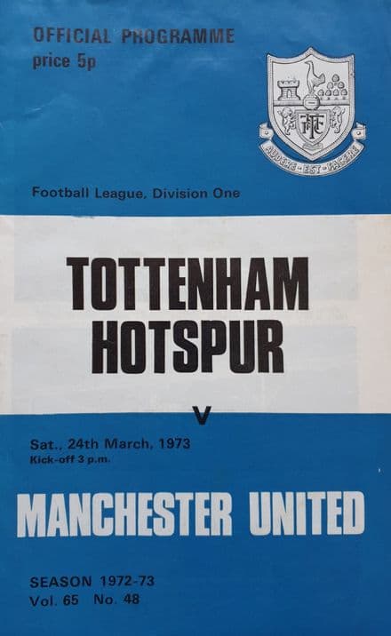 Tottenham Hotspur v Man Utd, Div 1 (1973, Mar 24th)