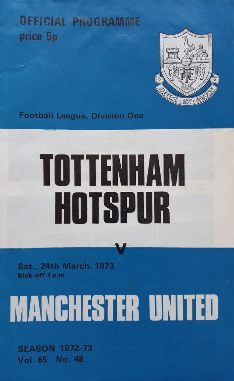 Tottenham Hotspur v Man Utd, Div 1 (1973, Mar 24th)